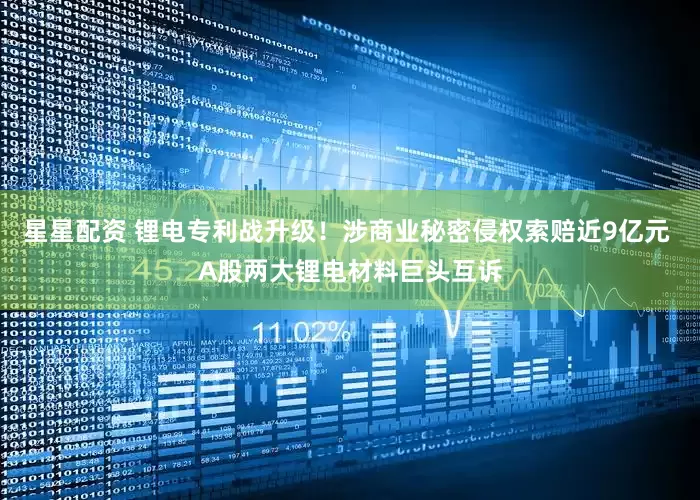 星星配资 锂电专利战升级！涉商业秘密侵权索赔近9亿元 A股两大锂电材料巨头互诉