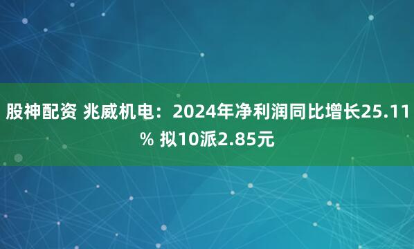 股神配资 兆威机电：2024年净利润同比增长25.11% 拟10派2.85元